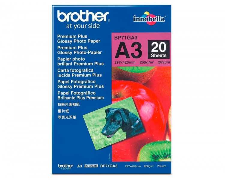 Papel fotografico brother premium plus brillo din a3 260g/m2 ink-jet pack de 20 hojas