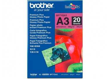 Papel fotografico brother premium plus brillo din a3 260g/m2 ink-jet pack de 20 hojas