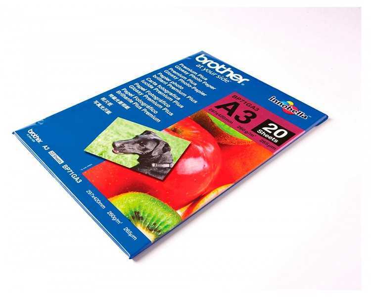 Papel fotografico brother premium plus brillo din a3 260g/m2 ink-jet pack de 20 hojas