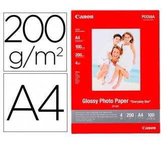 Papel fotografico canon pixma brillo din a4 200g/m2 ink-jet paquete de 100 hojas