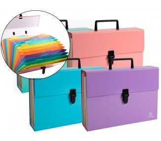 Maletin exacompta aquarel con fuelle carton forrado 18 departamentos colores surtidos