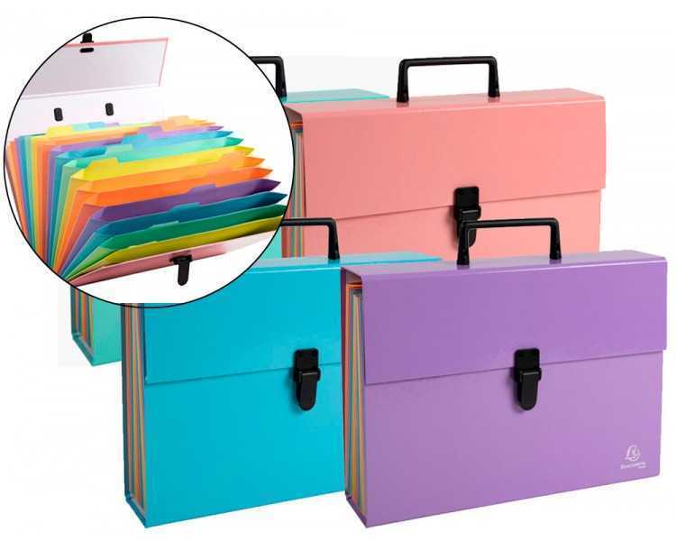 Maletin exacompta aquarel con fuelle carton forrado 18 departamentos colores surtidos