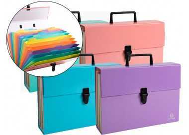 Maletin exacompta aquarel con fuelle carton forrado 18 departamentos colores surtidos