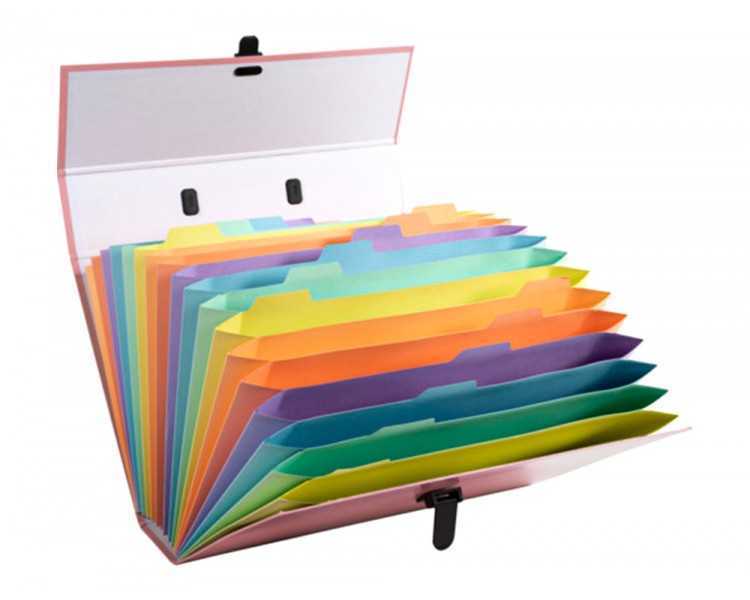 Maletin exacompta aquarel con fuelle carton forrado 18 departamentos colores surtidos