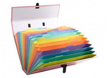 Maletin exacompta aquarel con fuelle carton forrado 18 departamentos colores surtidos Maletin exacompta aquarel con fuelle carton forrado 18 departamentos colores surtidos