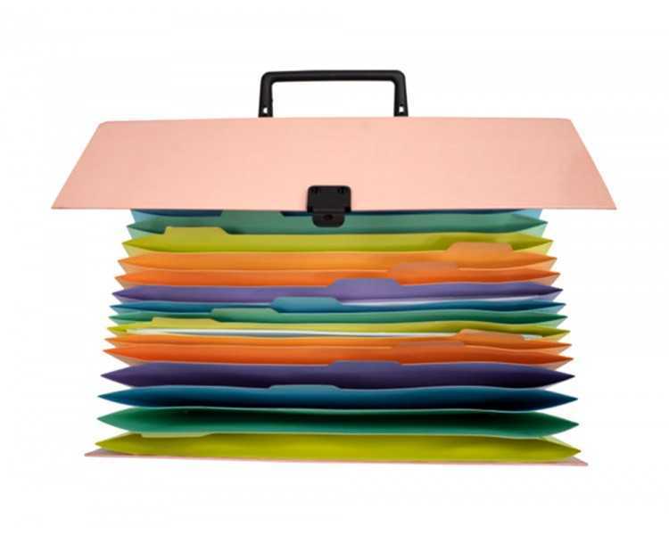 Maletin exacompta aquarel con fuelle carton forrado 18 departamentos colores surtidos