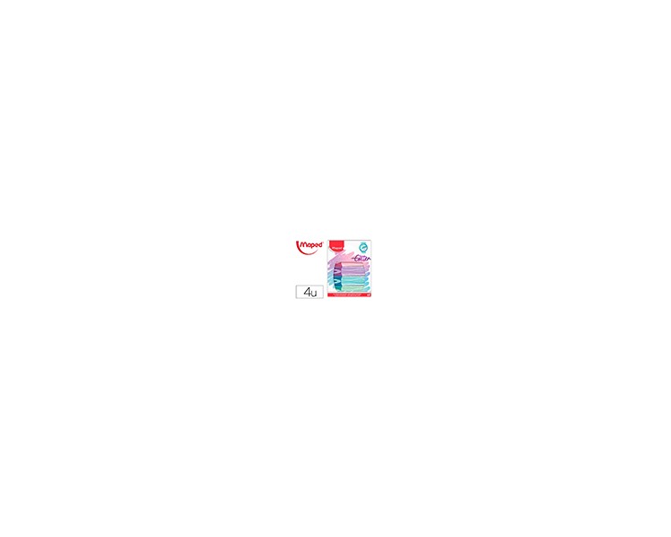 Rotulador maped fluorescente peps pastel con glitter estuche de 4 unidades colores surtidos