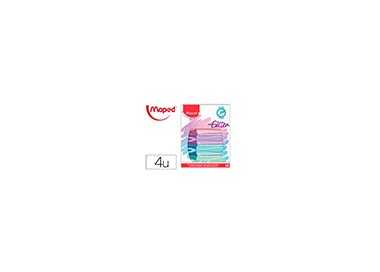 Rotulador maped fluorescente peps pastel con glitter estuche de 4 unidades colores surtidos Rotulador maped fluorescente peps pastel con glitter estuche de 4 unidades colores surtidos