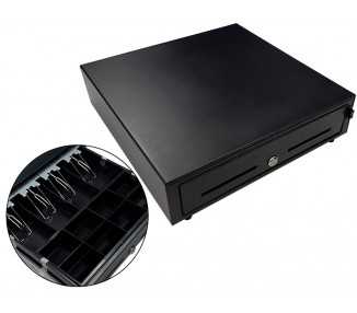 Cajon portamonedas 8 monederos 5 billeteros con llave manualnegro 410x415x110 mm
