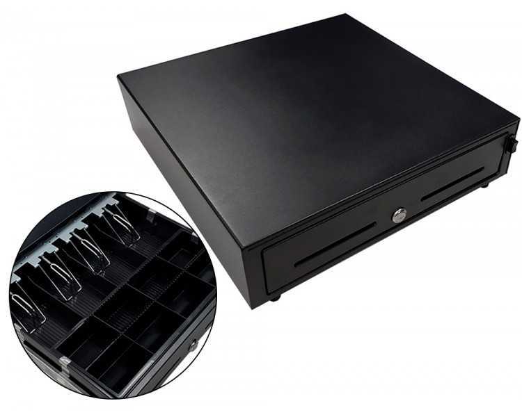 Cajon portamonedas 8 monederos 5 billeteros con llave manualnegro 410x415x110 mm