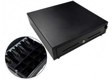 Cajon portamonedas 8 monederos 5 billeteros con llave manualnegro 410x415x110 mm