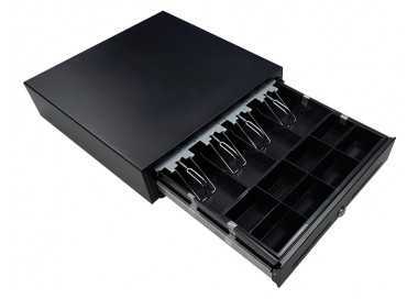 Cajon portamonedas 8 monederos 5 billeteros con llave manualnegro 410x415x110 mm