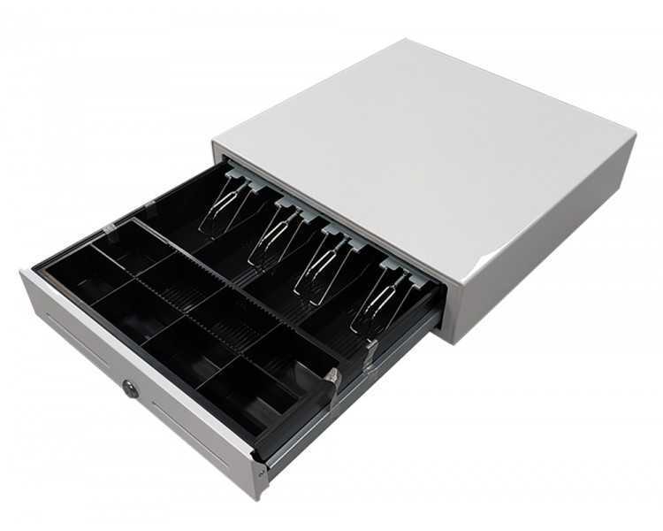 Cajon portamonedas 8 monederos 4 billeteros con llave manualblanco 410x415x110 mm