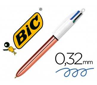 Boligrafo bic cuatro colores shine oro rosa punta de 1 mm