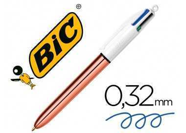 Boligrafo bic cuatro colores shine oro rosa punta de 1 mm