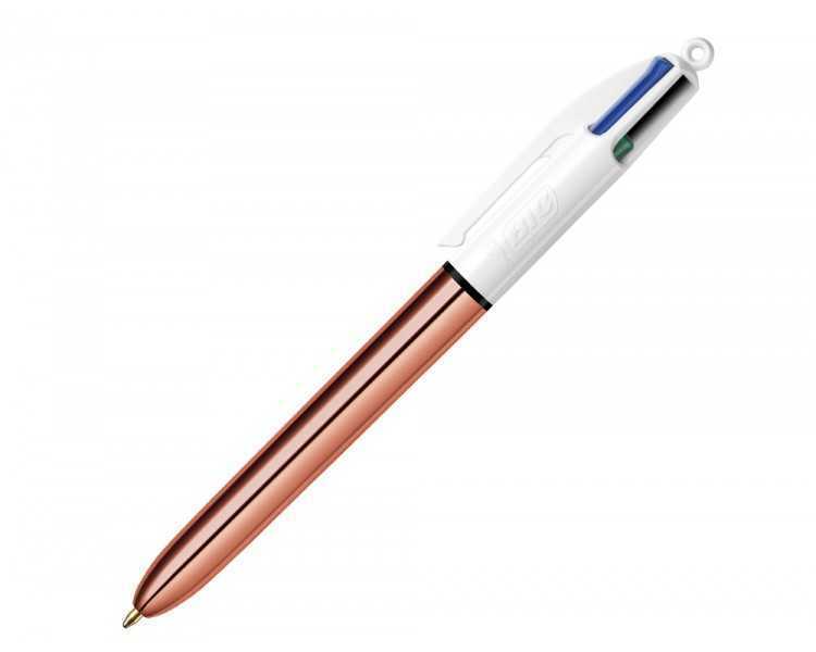 Boligrafo bic cuatro colores shine oro rosa punta de 1 mm