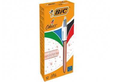 Boligrafo bic cuatro colores shine oro rosa punta de 1 mm