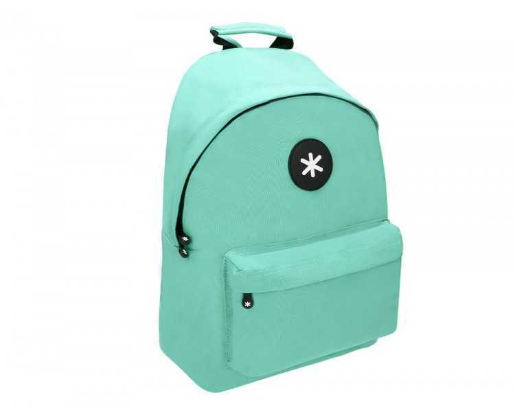 Cartera antartik mochila con asa y bolsillos con cremallera color verde menta 310x160x410 mm