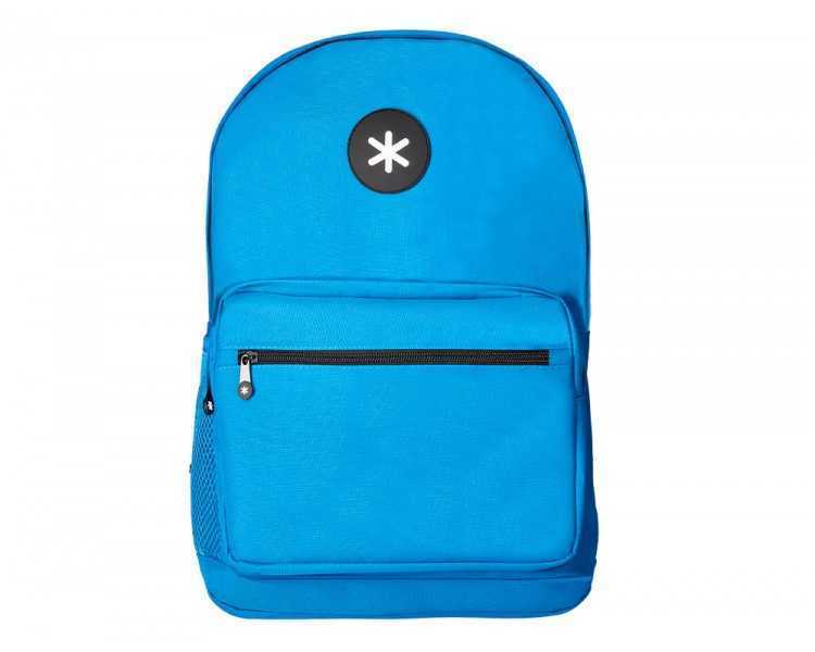 Cartera antartik mochila con asa y bolsillo frontal concremallera color azul 320x140x430 mm
