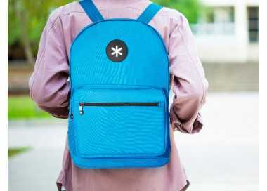 Cartera antartik mochila con asa y bolsillo frontal concremallera color azul 320x140x430 mm