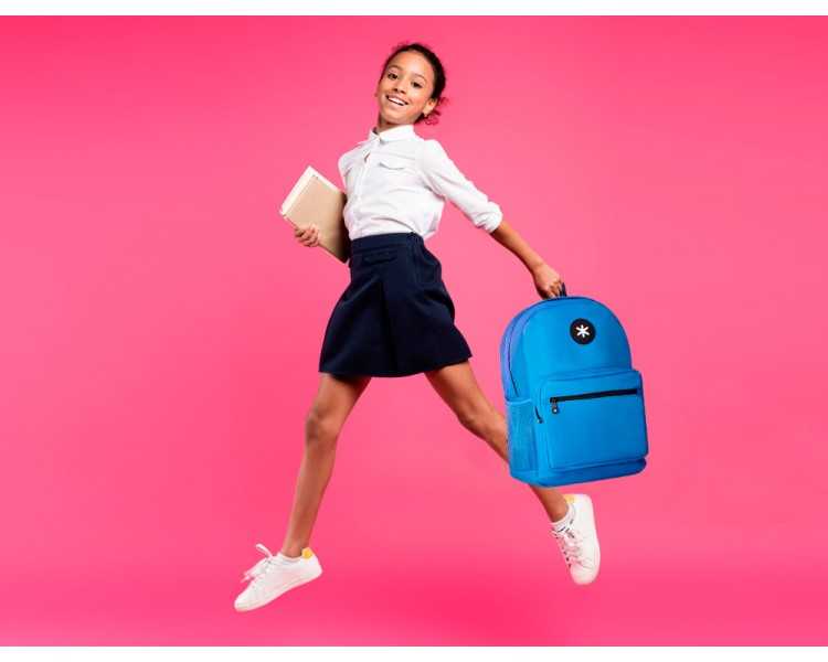 Cartera antartik mochila con asa y bolsillo frontal concremallera color azul 320x140x430 mm