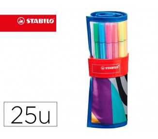 Rotulador stabilo punta de fibra pen 68 arty estuche rollerset de 25 unidades colores surtidos