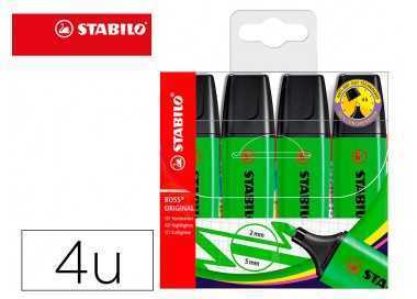 Rotulador stabilo boss fluorescente 70 verde estuche de 4 unidades