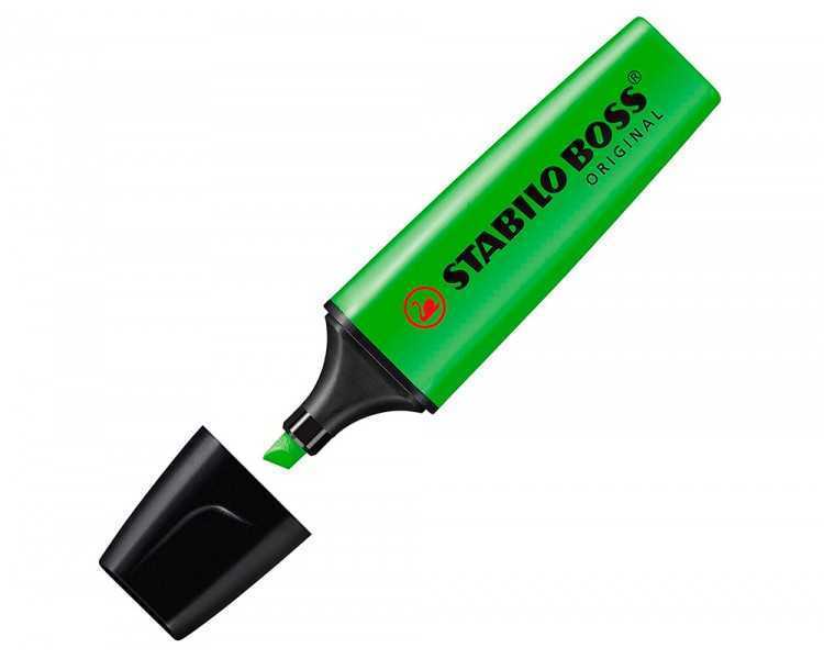 Rotulador stabilo boss fluorescente 70 verde estuche de 4 unidades