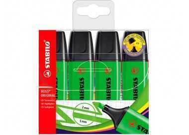 Rotulador stabilo boss fluorescente 70 verde estuche de 4 unidades