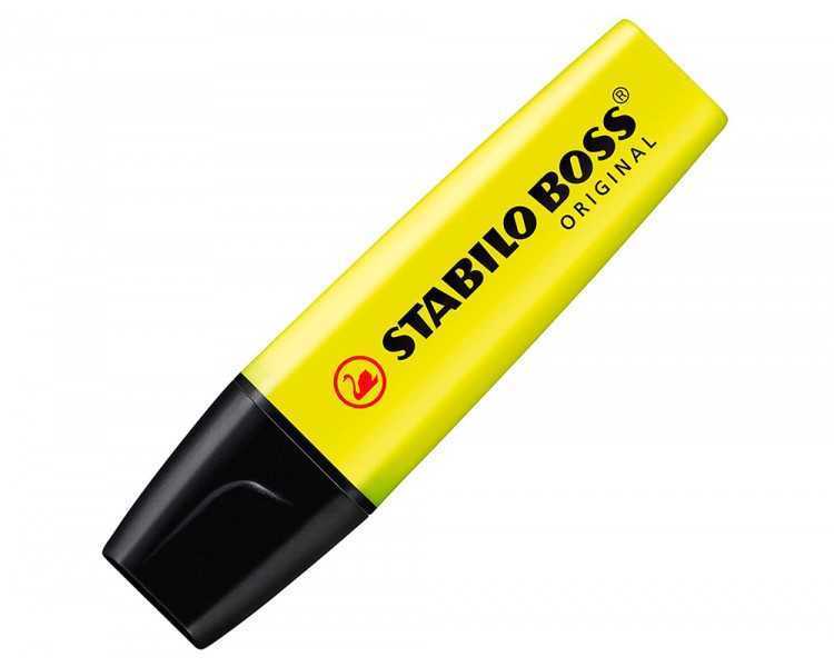 Rotulador stabilo boss fluorescente 70 amarillo estuche de 4 unidades