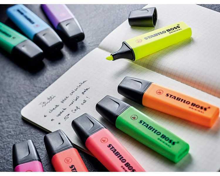 Rotulador stabilo boss fluorescente 70 amarillo estuche de 4 unidades