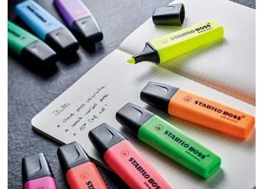 Rotulador stabilo boss fluorescente 70 amarillo estuche de 4 unidades