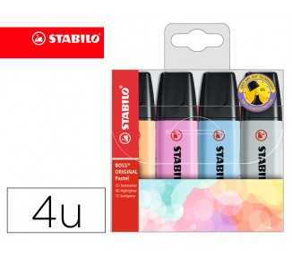 Rotulador stabilo boss fluorescente 70 pastel estuche de 4 unidades colores