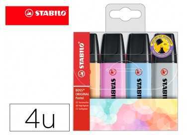 Rotulador stabilo boss fluorescente 70 pastel estuche de 4 unidades colores