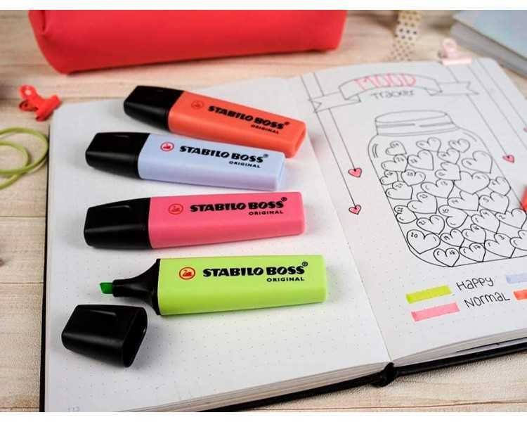 Rotulador stabilo boss fluorescente 70 pastel estuche de 4 unidades colores