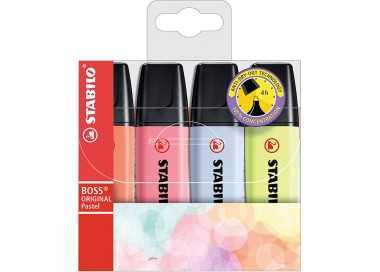 Rotulador stabilo boss fluorescente 70 pastel estuche de 4 unidades colores