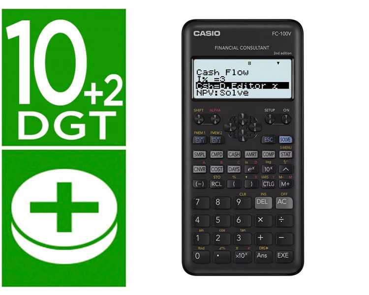 Calculadora casio fc-100v financiera 4 lineas 10+2 digitos almacenamiento flash calculo de ganancias con tapa