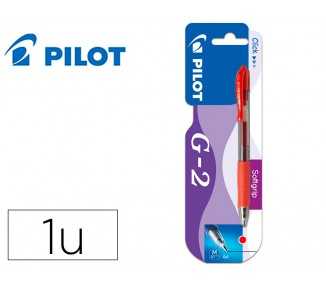 Boligrafo pilot g-2 rojo tinta gel retractil sujecion de caucho en blister