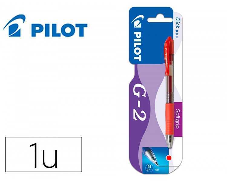 Boligrafo pilot g-2 rojo tinta gel retractil sujecion de caucho en blister