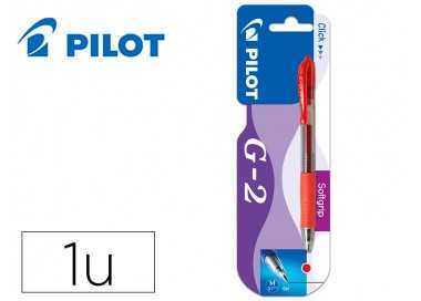Boligrafo pilot g-2 rojo tinta gel retractil sujecion de caucho en blister
