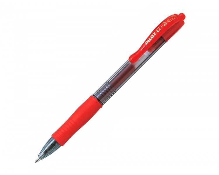 Boligrafo pilot g-2 rojo tinta gel retractil sujecion de caucho en blister