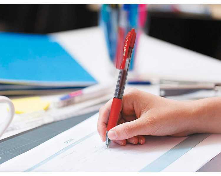 Boligrafo pilot g-2 rojo tinta gel retractil sujecion de caucho en blister