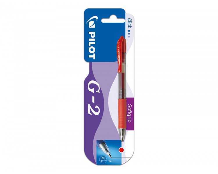Boligrafo pilot g-2 rojo tinta gel retractil sujecion de caucho en blister