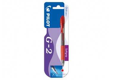 Boligrafo pilot g-2 rojo tinta gel retractil sujecion de caucho en blister