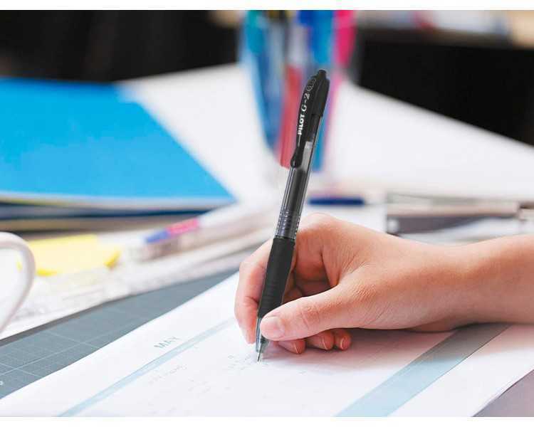 Boligrafo pilot g-2 negro tinta gel retractil sujecion de caucho en blister