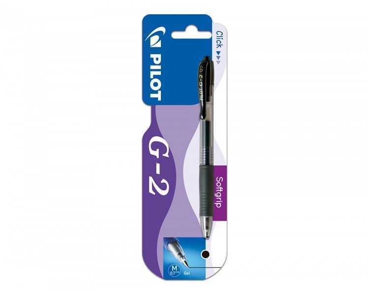Boligrafo pilot g-2 negro tinta gel retractil sujecion de caucho en blister