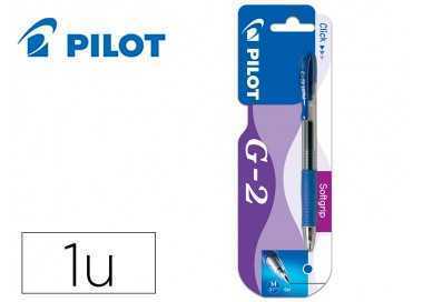Boligrafo pilot g-2 azul tinta gel retractil sujecion de caucho en blister