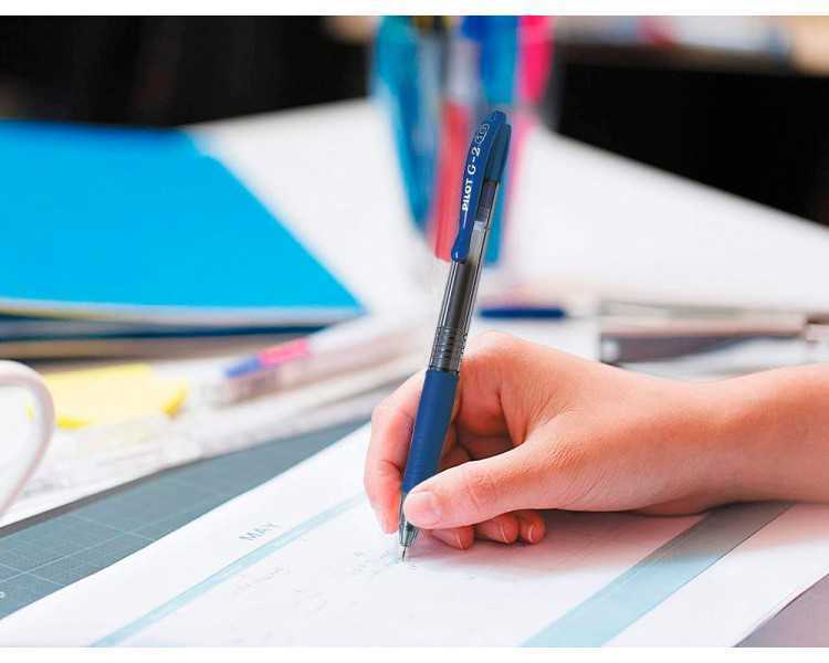 Boligrafo pilot g-2 azul tinta gel retractil sujecion de caucho en blister