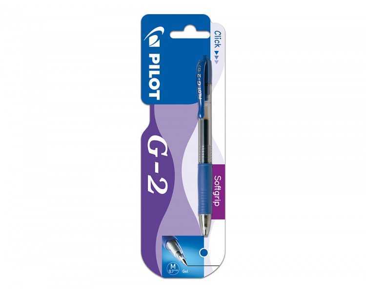 Boligrafo pilot g-2 azul tinta gel retractil sujecion de caucho en blister