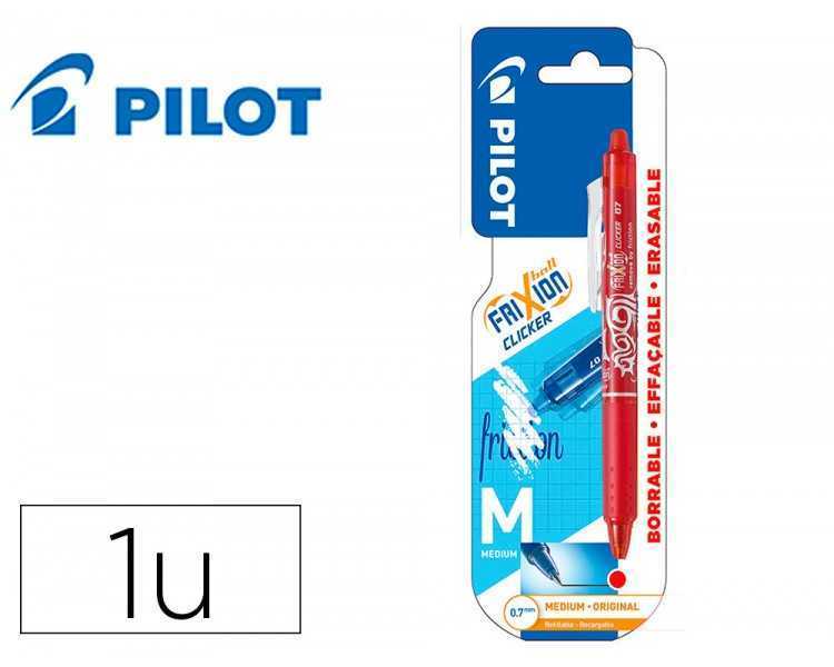 Boligrafo pilot frixion clicker borrable 0,7 mm punta media rojo en blister